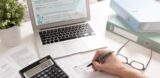 self-employed person doing taxes