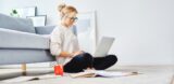 woman working on her home business