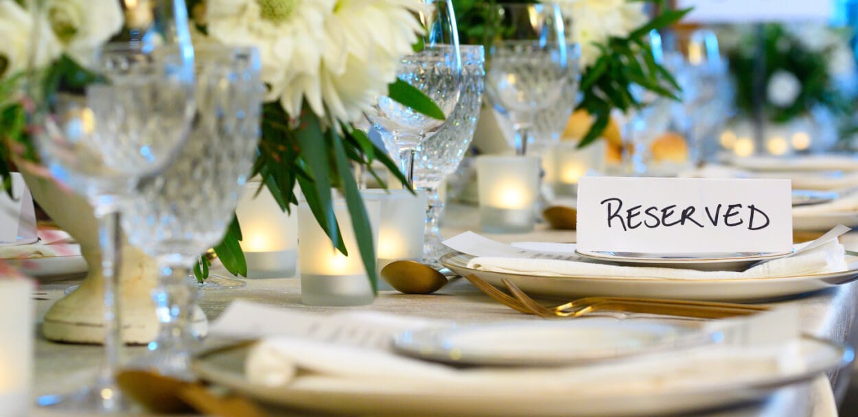 reserved place setting at an event