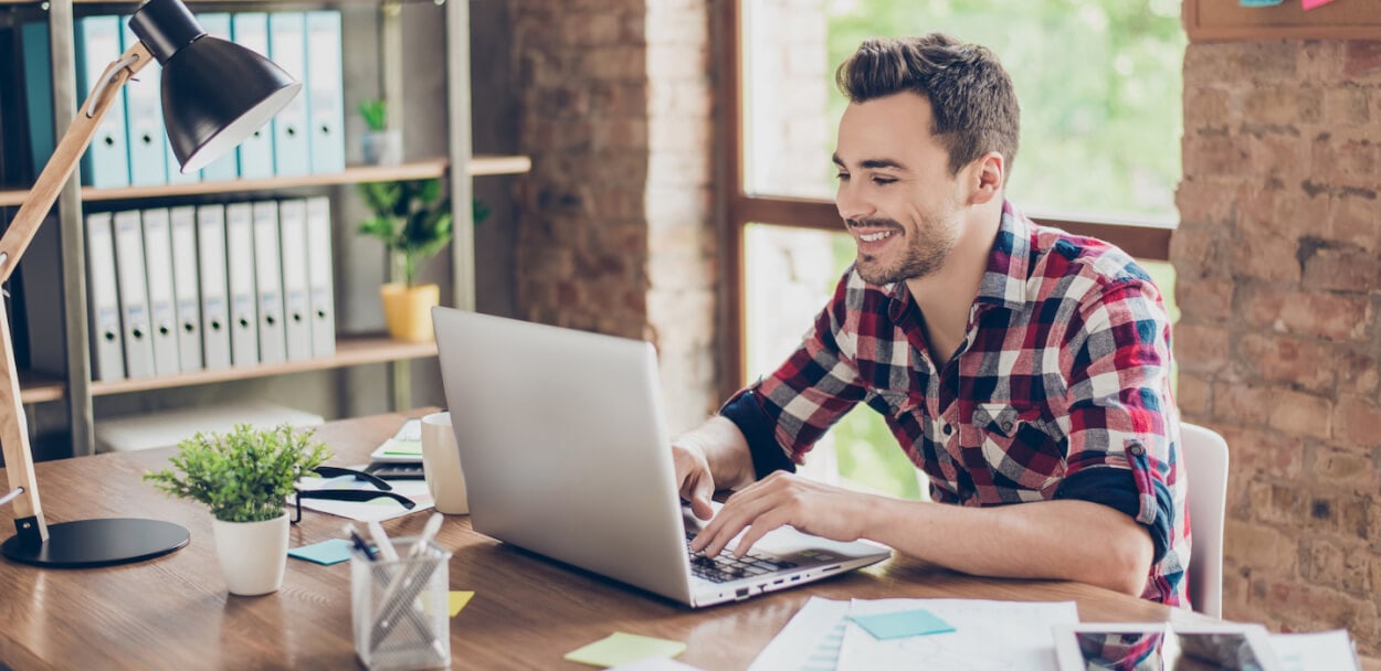 happy freelancer finding work