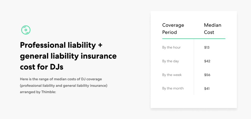 DJ GL+PL insurance cost ranges