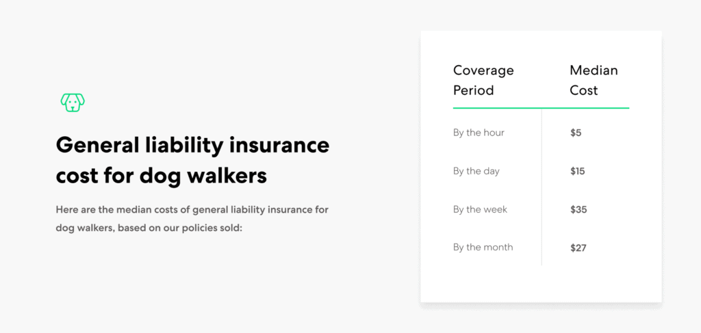 Dog Walker general liability cost range