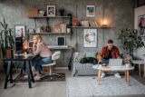 Young couple working from their home office