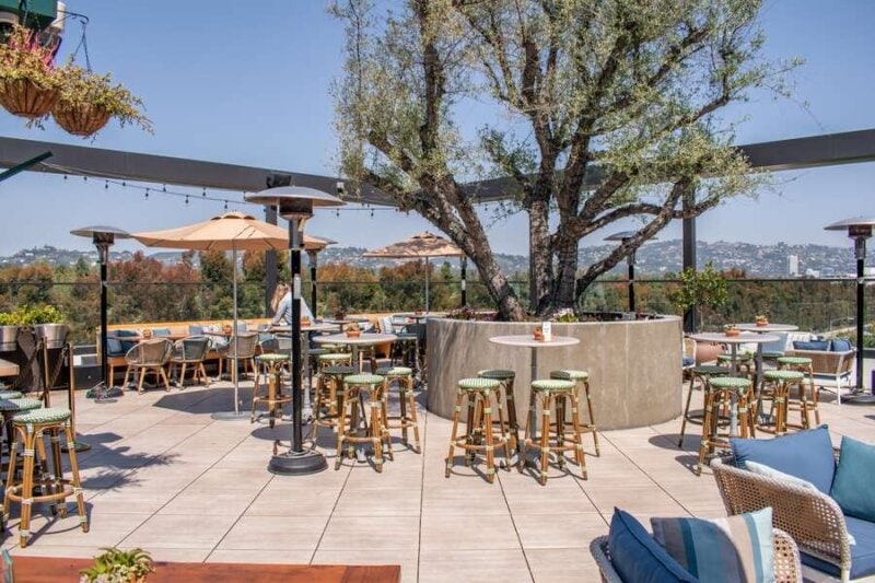 Outdoor, heated high-top seating