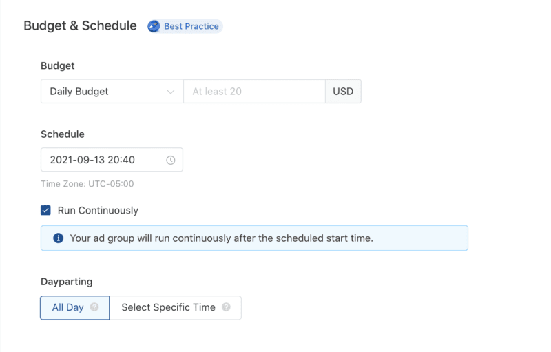 Tiktok Budget and Schedule