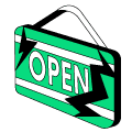 Open sign which is cracked and broken